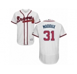 Men's Majestic Atlanta Braves #31 Greg Maddux White Flexbase Authentic Collection MLB Jersey