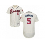 Men's Majestic Atlanta Braves #5 Freddie Freeman Cream Flexbase Authentic Collection MLB Jersey