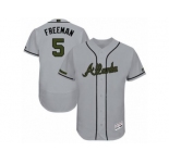 Men's Majestic Atlanta Braves #5 Freddie Freeman Grey Flexbase Authentic Collection Memorial Day MLB Jersey