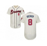 Men's Majestic Atlanta Braves #8 Bob Uecker Cream Flexbase Authentic Collection MLB Jersey
