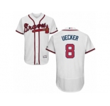 Men's Majestic Atlanta Braves #8 Bob Uecker White Flexbase Authentic Collection MLB Jersey