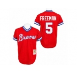 Men's Mitchell and Ness Atlanta Braves #5 Freddie Freeman Replica Red Throwback MLB Jersey