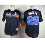 mlb jerseys atlanta braves #29 smoltz blue[hall of fame patch]