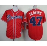mlb jerseys atlanta braves #47 glavine red[75 th]