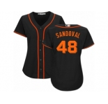 Women Majestic San Francisco Giants #48 Pablo Sandoval Replica Black Alternate Cool Base MLB Jersey