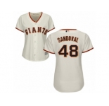 Women Majestic San Francisco Giants #48 Pablo Sandoval Replica Cream Home Cool Base MLB Jersey