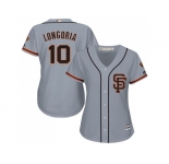 Women San Francisco Giants #10 Evan Longoria Grey Road 2 Stitched Baseball Jersey