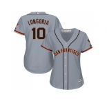 Women San Francisco Giants #10 Evan Longoria Grey Road Stitched Baseball Jersey