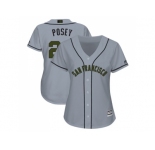 Women San Francisco Giants #28 Buster Posey Grey 2018 Memorial Day Cool Base Stitched MLB Jersey
