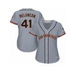 Women's Majestic San Francisco Giants #41 Mark Melancon Replica Grey Road 2 Cool Base MLB Jersey