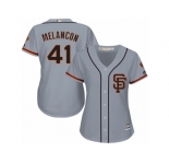 Women's Majestic San Francisco Giants #41 Mark Melancon Replica Grey Road Cool Base MLB Jersey