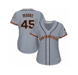 Women's Majestic San Francisco Giants #45 Matt Moore Replica Grey Road 2 Cool Base MLB Jersey