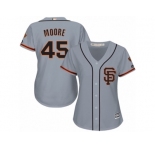 Women's Majestic San Francisco Giants #45 Matt Moore Replica Grey Road Cool Base MLB Jersey