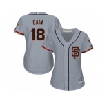 Women's San Francisco Giants #18 Matt Cain Grey Road 2 Stitched MLB Jersey