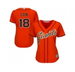 Women's San Francisco Giants #18 Matt Cain Orange Alternate Stitched MLB Jersey