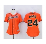 Women's San Francisco Giants #24 Willie Mays Orange Alternate Stitched Baseball Jersey