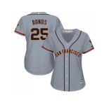 Women's San Francisco Giants #25 Barry Bonds Grey Road Stitched MLB Jersey