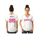 Women's San Francisco Giants #28 Buster Posey White Mother's Day Cool Base Stitched MLB Jersey