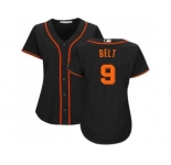 Women's San Francisco Giants #9 Brandon Belt Black Alternate Stitched MLB Jersey