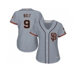 Women's San Francisco Giants #9 Brandon Belt Grey Road 2 Stitched MLB Jersey