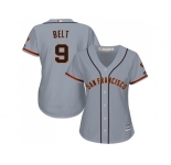 Women's San Francisco Giants #9 Brandon Belt Grey Road Stitched MLB Jersey