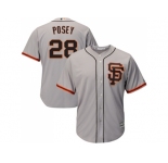 Youth San Francisco Giants #28 Buster Posey Grey Road 2 Cool Base Stitched MLB Jersey