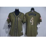 Women Majestic Kansas City Royals #4 Alex Gordon Authentic Green Salute to Service MLB Jersey