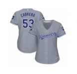 Women Majestic Kansas City Royals #53 Melky Cabrera Replica Grey Road Cool Base MLB Jersey