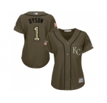 Women's Kansas City Royals #1 Jarrod Dyson Green Salute to Service Stitched MLB Jersey