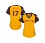 Women's Majestic Kansas City Royals #17 Wade Davis Authentic Yellow 2016 All-Star American League BP Cool Base MLB Jersey