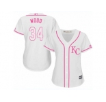 Women's Majestic Kansas City Royals #34 Travis Wood Authentic White Fashion Cool Base MLB Jersey