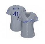 Women's Majestic Kansas City Royals #41 Danny Duffy Replica Grey Road Cool Base MLB Jersey