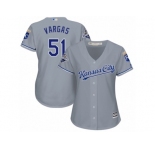 Women's Majestic Kansas City Royals #51 Jason Vargas Replica Grey Road Cool Base MLB Jersey