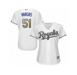 Women's Majestic Kansas City Royals #51 Jason Vargas Replica White Home Cool Base MLB Jersey