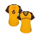 Women's Majestic Kansas City Royals #6 Lorenzo Cain Authentic Yellow 2016 All-Star American League BP Cool Base MLB Jersey