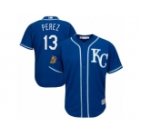 Youth Majestic Kansas City Royals #13 Salvador Perez Authentic Royal Blue 2017 Spring Training Cool Base MLB Jersey