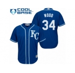 Youth Majestic Kansas City Royals #34 Travis Wood Authentic Blue Alternate 2 Cool Base MLB Jersey