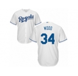 Youth Majestic Kansas City Royals #34 Travis Wood Replica White Home Cool Base MLB Jersey