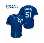Youth Majestic Kansas City Royals #51 Jason Vargas Replica Blue Alternate 2 Cool Base MLB Jersey