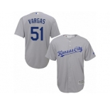 Youth Majestic Kansas City Royals #51 Jason Vargas Replica Grey Road Cool Base MLB Jersey