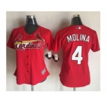 Women St.Louis Cardinals #4 Yadier Molina Red Alternate Stitched Baseball Jersey