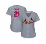 Women's Majestic St. Louis Cardinals #21 Brett Cecil Replica Grey Road Cool Base MLB Jersey