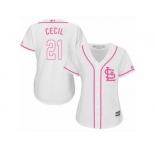 Women's Majestic St. Louis Cardinals #21 Brett Cecil Replica White Fashion Cool Base MLB Jersey