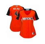 Women's Majestic St. Louis Cardinals #4 Yadier Molina Authentic Orange National League 2017 MLB All-Star MLB Jersey