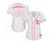 Women's Majestic St. Louis Cardinals #50 Adam Wainwright Replica White Fashion Cool Base MLB Jersey