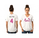 Women's St. Louis Cardinals #4 Yadier Molina White Home 2016 Mother's Day Cool Base Jersey