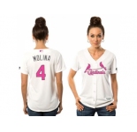 Women's St.Louis Cardinals #4 Yadier Molina White Mother's Day Cool Base Stitched MLB Jersey