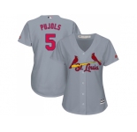 Women's St.Louis Cardinals #5 Albert Pujols Grey Road Stitched MLB Jersey