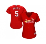 Women's St.Louis Cardinals #5 Albert Pujols Red Alternate Stitched MLB Jersey