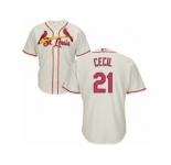 Youth Majestic St. Louis Cardinals #21 Brett Cecil Authentic Cream Alternate Cool Base MLB Jersey